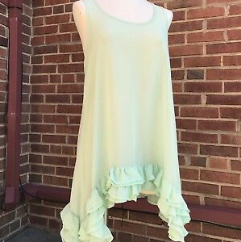 Charlotte Russe seafoam green sheer ruffle tanktop